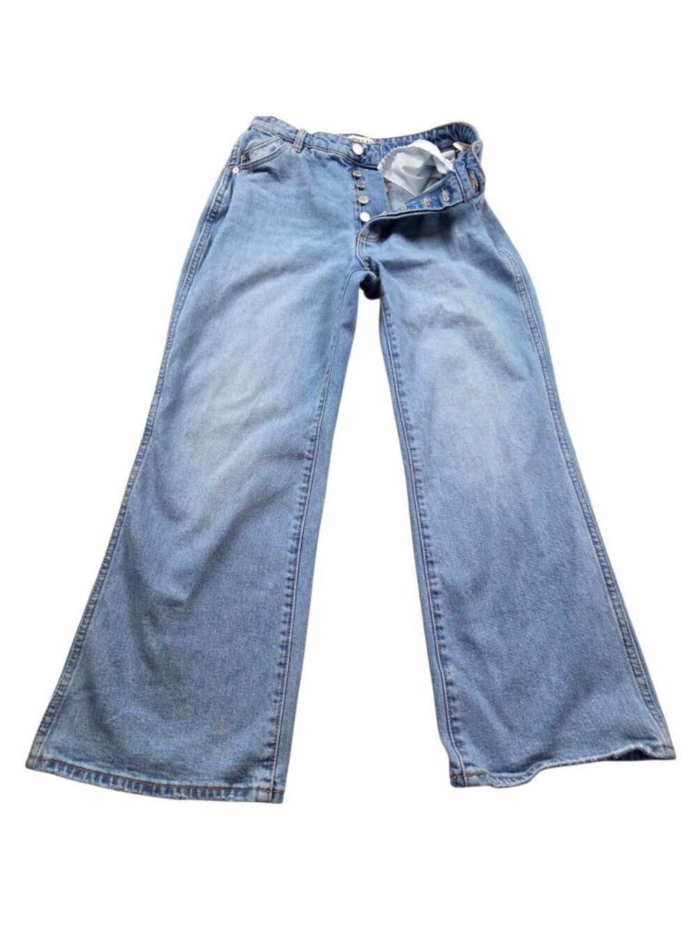 Rolla's Jeans Womens 25 Classic Flared Crop Denim Medium Wash Button Fly